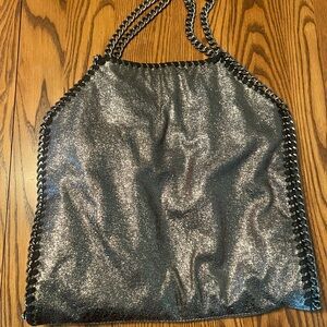 Glitter Silver Chain Detail Shoulder Bag